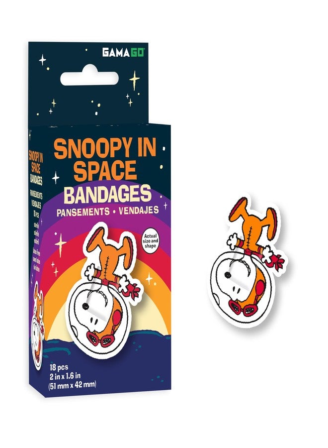 GAMAGO Peanuts Adhesive Bandages - 18 Self-Adhesive Bandages for Kids, Parents & Snoopy Fans, Sterile, Latex-Free, Easily Removable, Ideal Snoopy Gifts for First Aid Kits - Snoopy in Space - Image 1